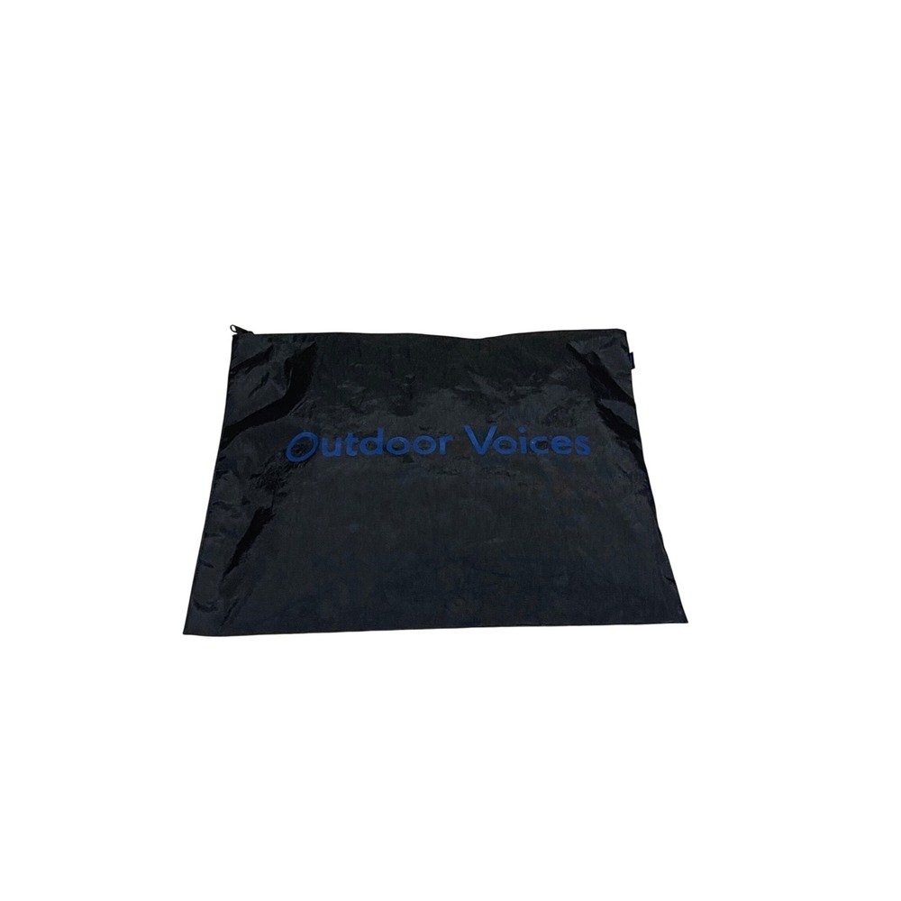 Baggu x Outdoor Voices‎ Large Nylon Flat Pouch Zipper Bag Black Blue Logo I01